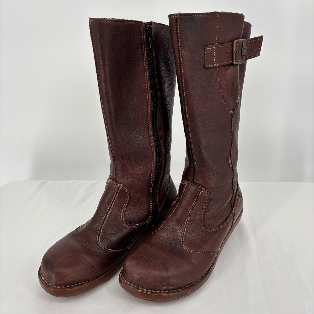 El Naturalista 821 Brown Leather Gore-Tex Mid-Calf Moto Boots Womens 40 EU